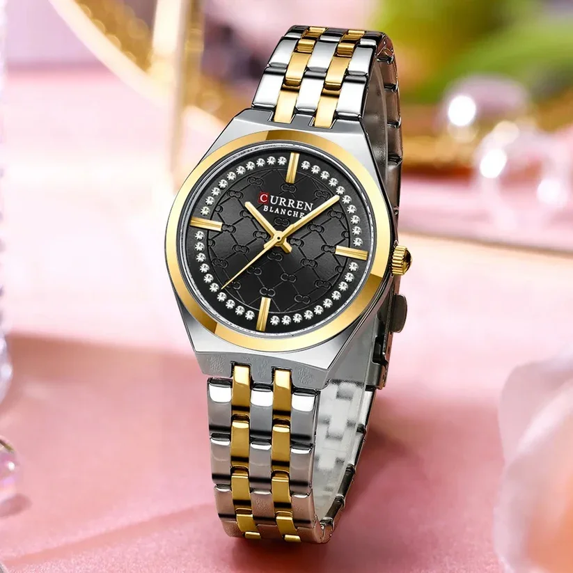 Reloj-Bicolor -Fondo Negro-Curren-9096