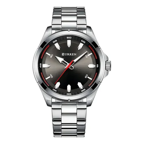 Reloj-Plateado -Fondo Negro-Curren-8320