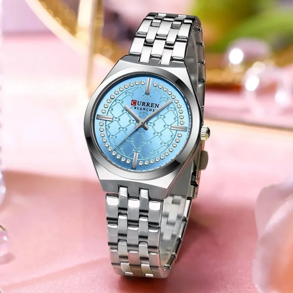 Reloj-Plateado - Fondo Azul-Curren-9096