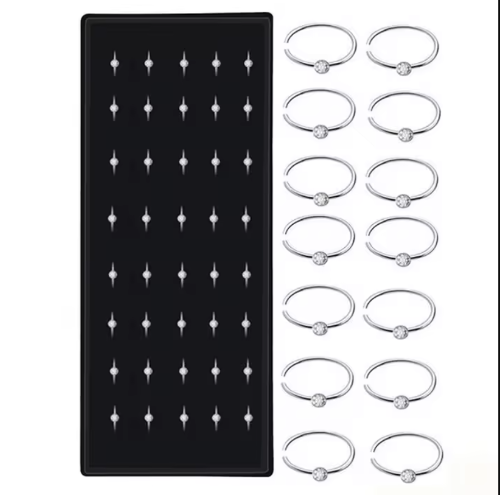 Piercing argolla plateada cristal