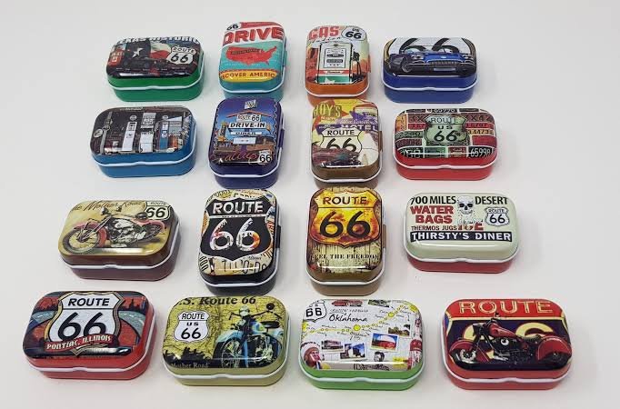 Cajita metalica route 66 almacenamiento