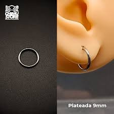 piercing argolla plateada 9mm. sin broche