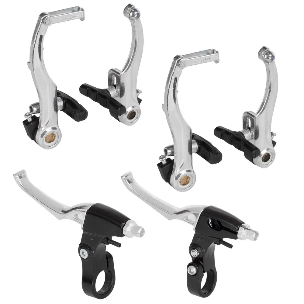 Frenos para bicicleta V-brake 60mm negro aluminio con zapata y cables S. Shine