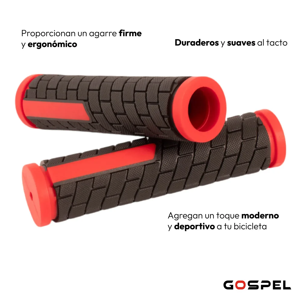 Puños para bicicleta 128mm negro / rojo TPE SZ - 059A Gospel