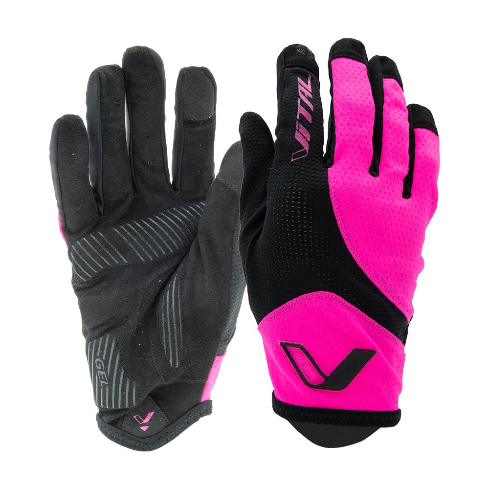 GUANTE MTB LARGO VITAL COLOR ROSA/NEGRO PARA MUJER TALLA GRANDE