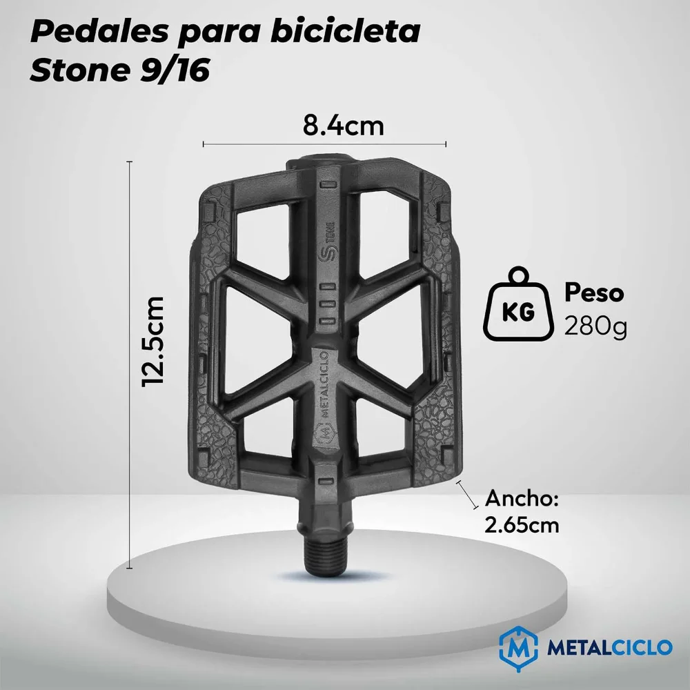 Pedales para bicicleta Metal Ciclo 9 - 16 Stone de plastico negro