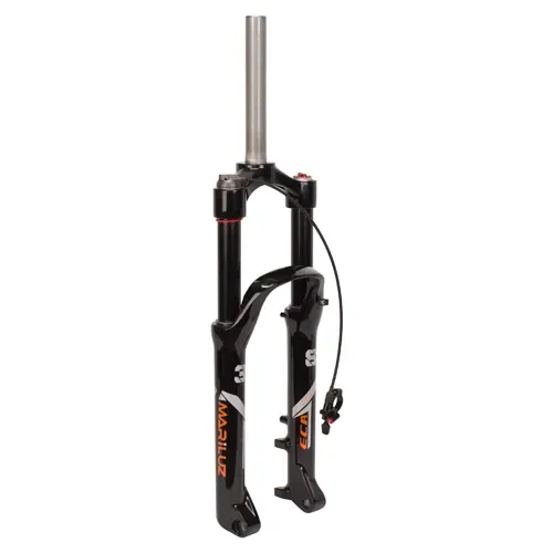 Tijera para bicicleta 26 suspension 25.4mm FE / AL bloqueo remoto con resorte neumatico para eje pasante 15x110mm