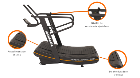 Trotadora Curva 1300T Profesional, 8 Niveles Magnético