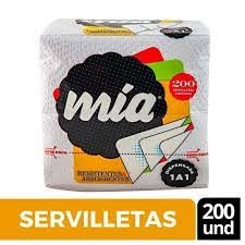 SERVILLETAS MIA X 200 UNIDADES
