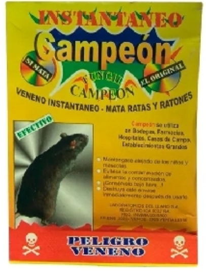 VENENO CAMPEÓN GRANULADA MATA RATONES X UNIDAD