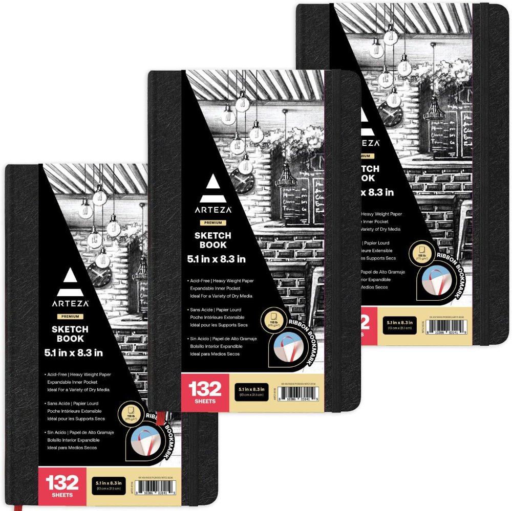 ARTEZA 66 hojas Cuaderno de dibujo 5.1 x 8.3 pulgadas,175 gr