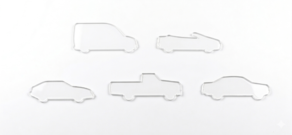 1:250 6 Autos acrílico transparente