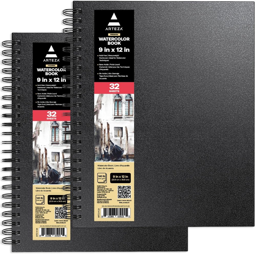 ARTEZA 32 9x12 Pulgadas hojas Cuaderno Acuarela 300 gr