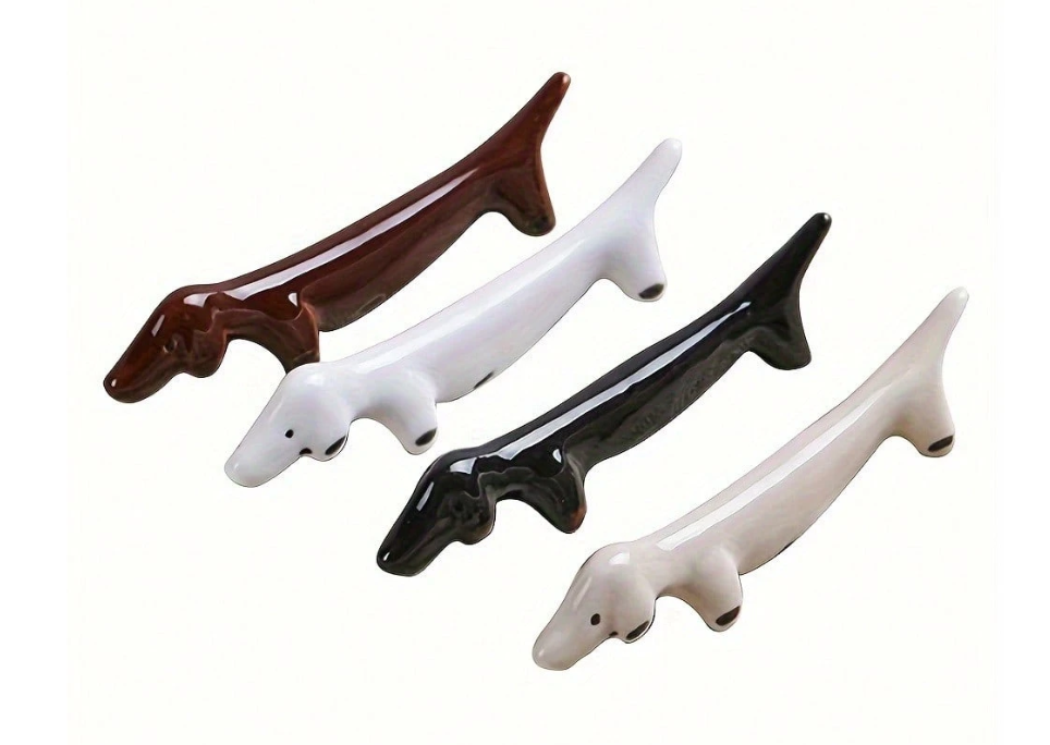 Soporte para PINCELES Y PLUMAS con forma de PERRO de cerámica