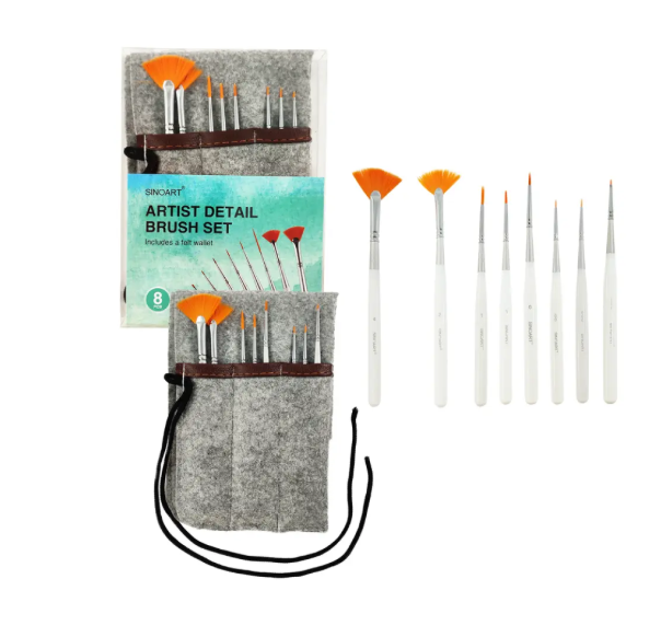 SINOART SET 8 PINCELES SINTETICOS DELINEADORES 8 PZ