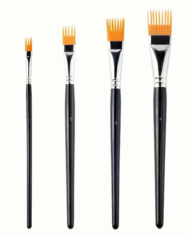 Pinceles de acrílico de pelo fino sintetico set de 4 unidades