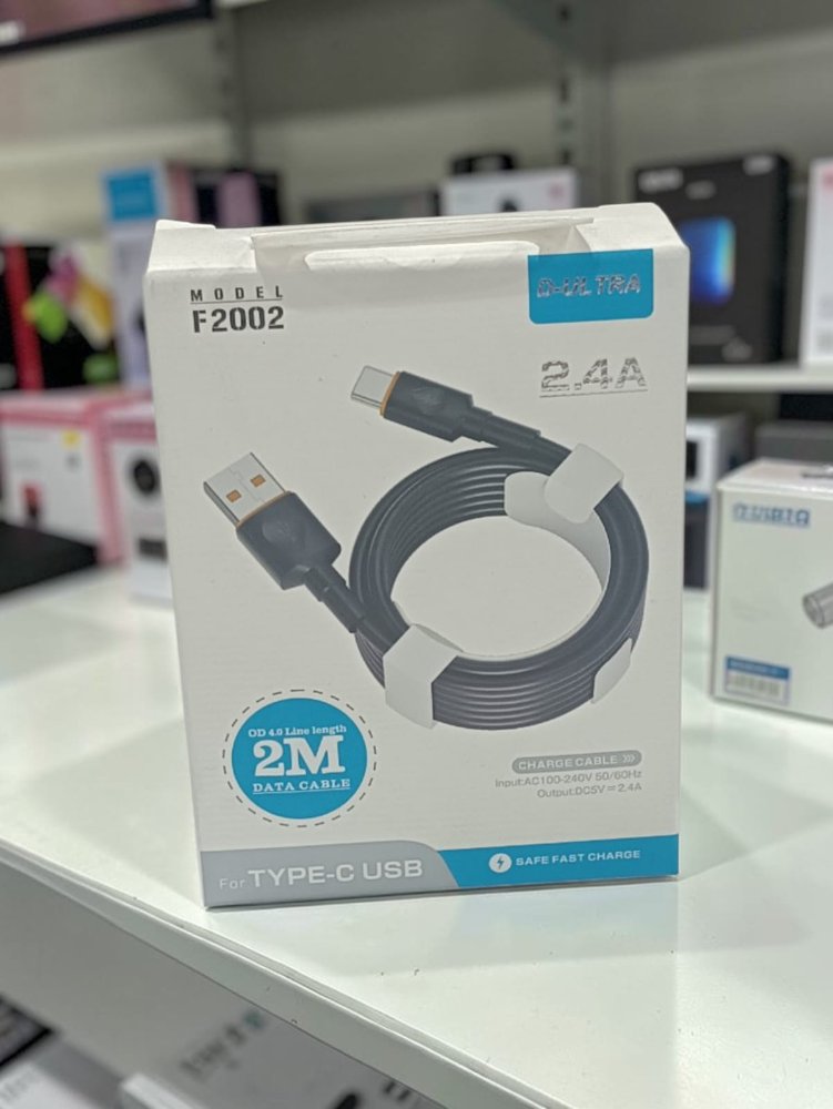 CABLE F2002 USB-C 2m  negro