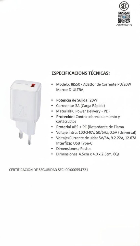 ADAP J8550 c 20w  blanco