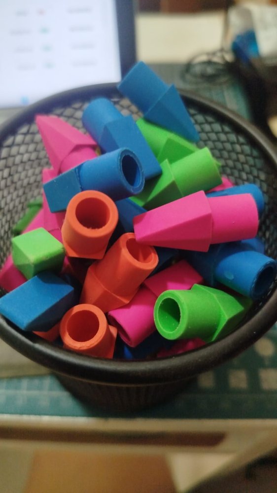 Borrantes de colores, cabeza de lapiz