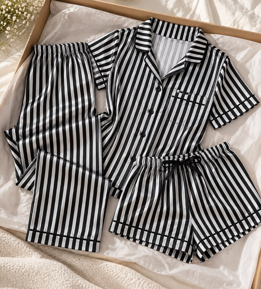 Pijama Rayada Negro
