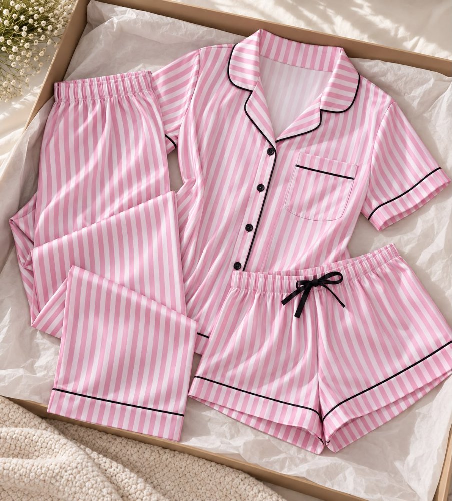 Pijama Rayada Rosa