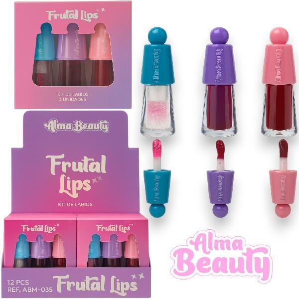 ALMA BEAUTY KIT DE LABIOS X 3 (GLOSS-TINTA-BRILLO LABIAL) FRUTAL LIPS