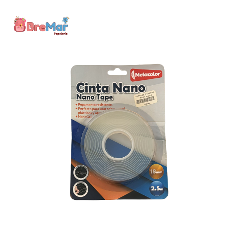 CINTA NANO TAPE DOBLE CARA GRANDE 18MM 2.5M