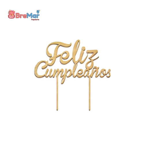 LETRERO FELIZ CUMPLEAÑOS DORADO
