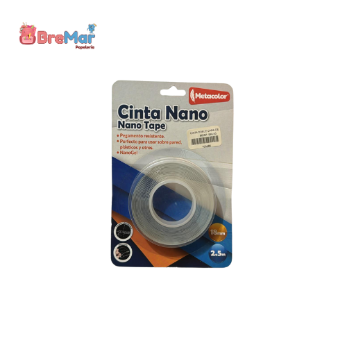 CINTA NANO TAPE DOBLE CARA TRANSPARENTE 18MM 2.M