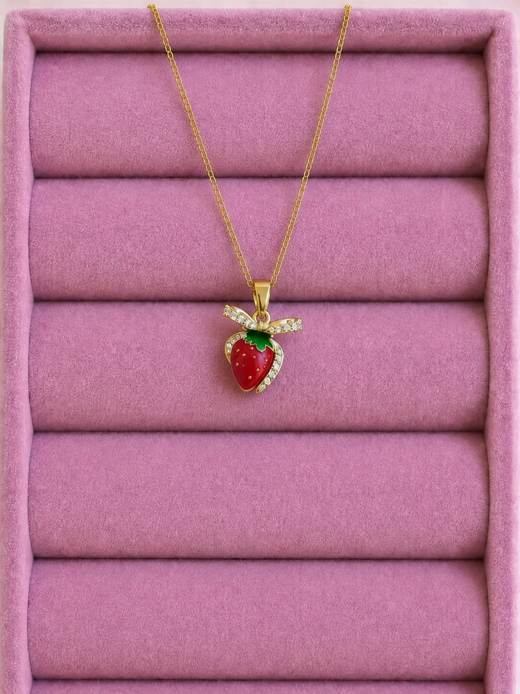 Dije Acero Dorado Frutilla