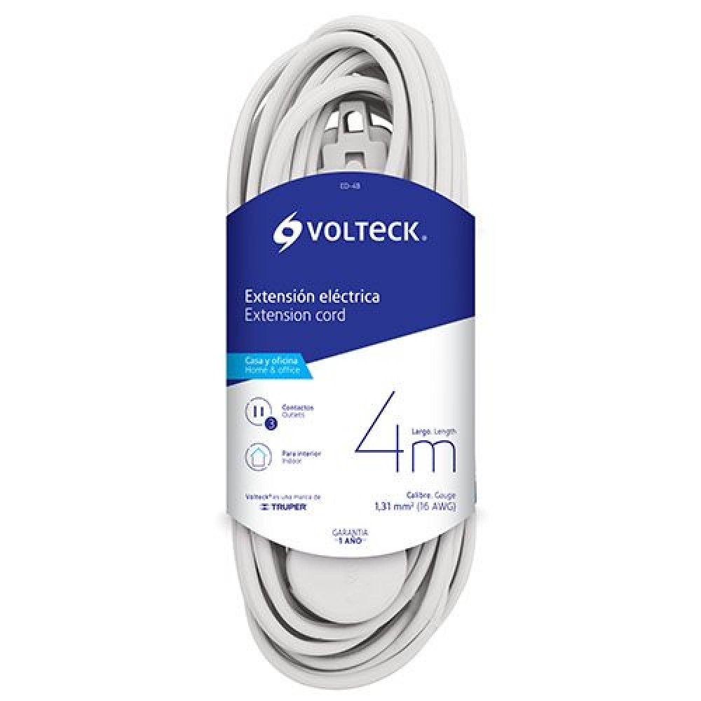Extensión eléctrica doméstica 4 m blanca