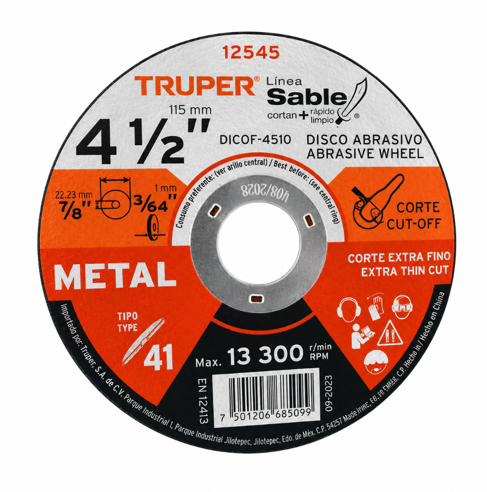 DISCO CORTE FINO METAL 41 4-1/2 TRUPER