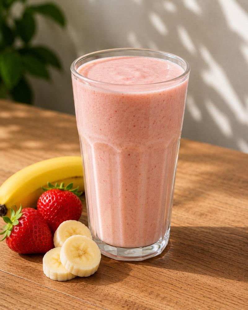 Licuado de fresa y banano