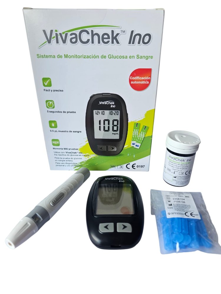 KIT GLUCOMETRO VIVAHECK ECO 10 TIRAS 10 LANCETAS