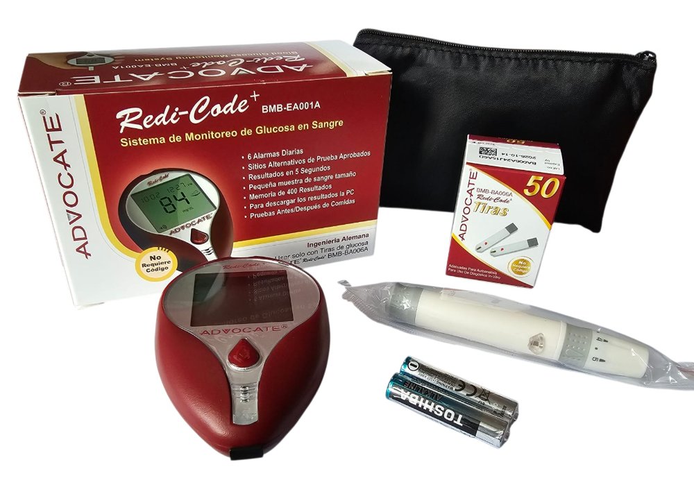 COMBO GLUCOMETRO ADVOCATE  CON 50 TIRAS 50 LANCETAS