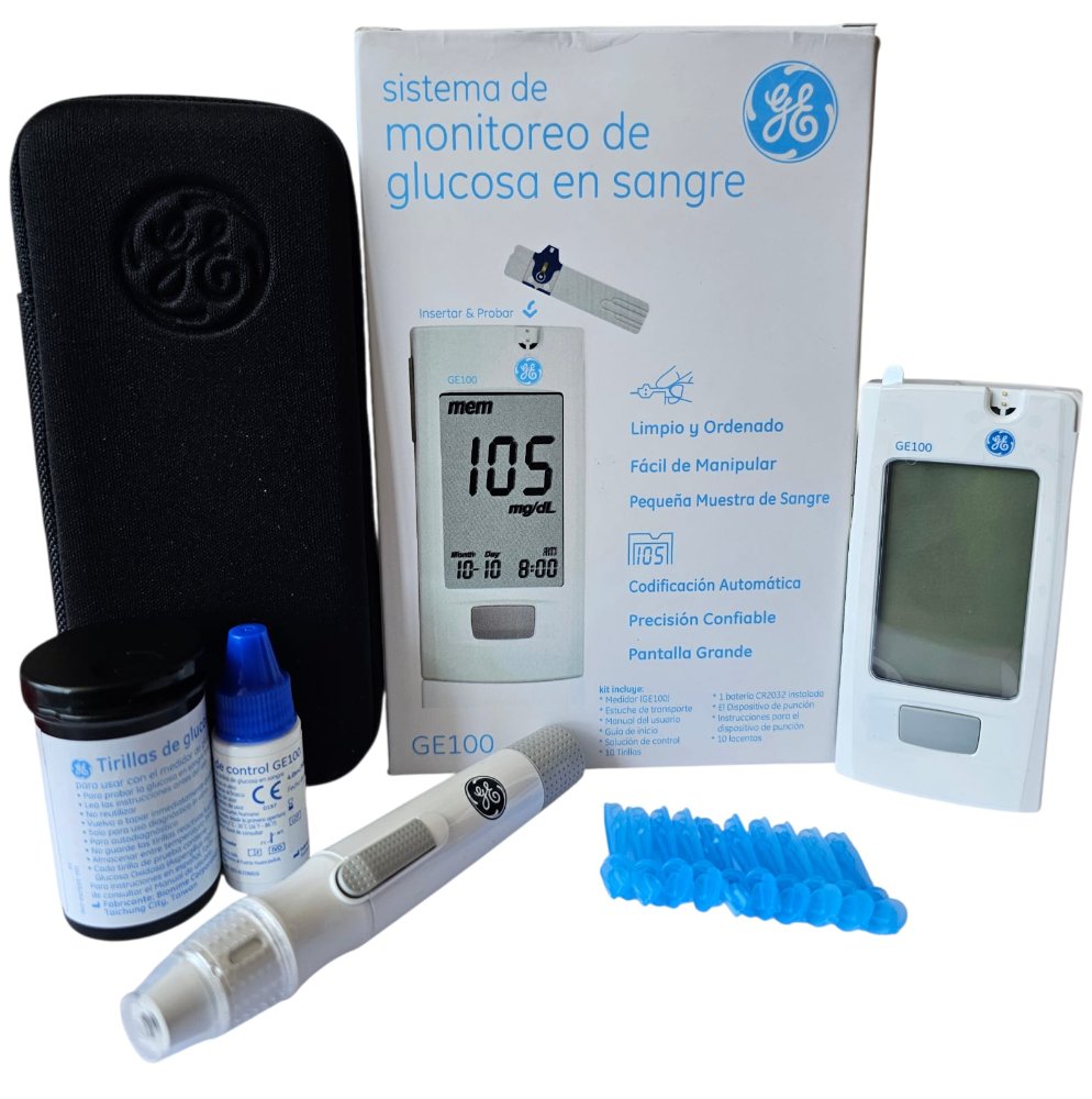 SISTEMA DE MONITOREO GLUCOSA EN SANGRE G100 CON 10 TIRAS  10 LANCETAS
