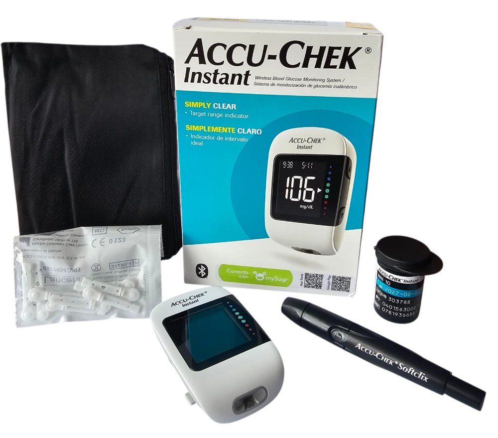 KIT GLUCOMETRO ACCU CHEKL INSTANT 10 TIRAS 10 LANCETAS