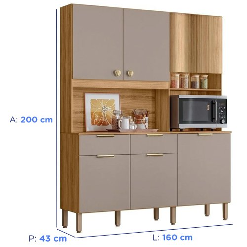 KIT COZINHA NICIOLI TROPICAL 1,60M 07 PTS E 02 GVT