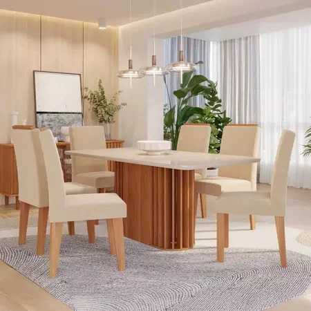 CONJU DE MESA WHITE JULIETA 6 CADEIRAS