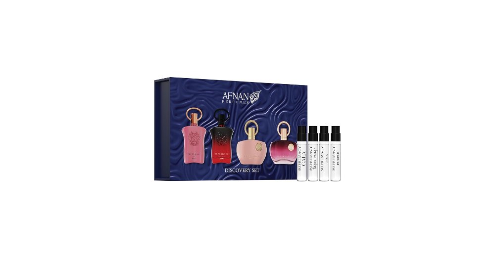 MINI SET AFNAN DISCOVERY FOR WOMEN (4 PC) X 0.068 OZ EDP SP SUPREMACY GALA/SUPREMACY TAPSI ROUGE/SUPREMACY PURPLE/SUPREMACY PINK