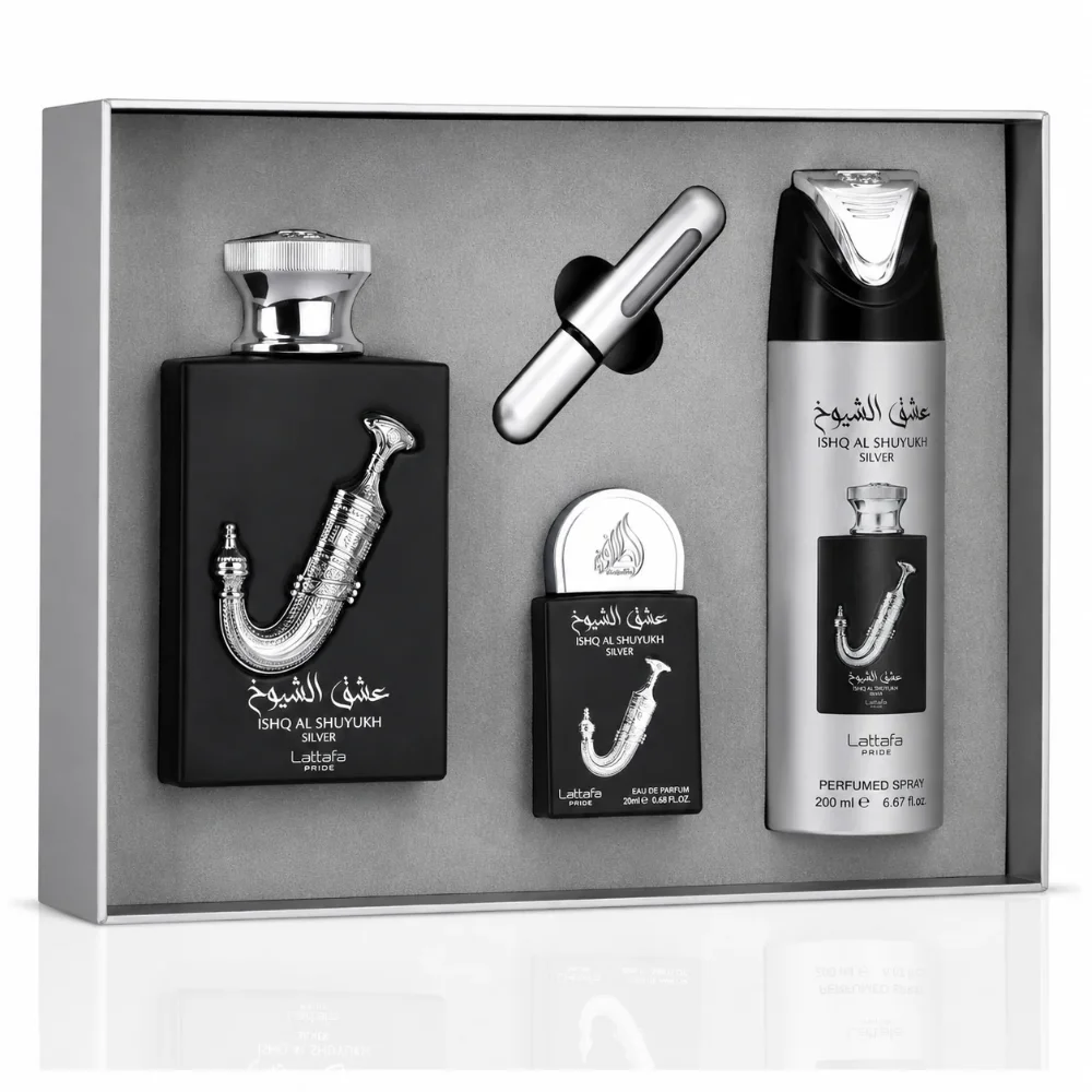 LATTAFA MEN S ISHQ AL SHUYUKH SILVER GIFT SET FRAGRANCES