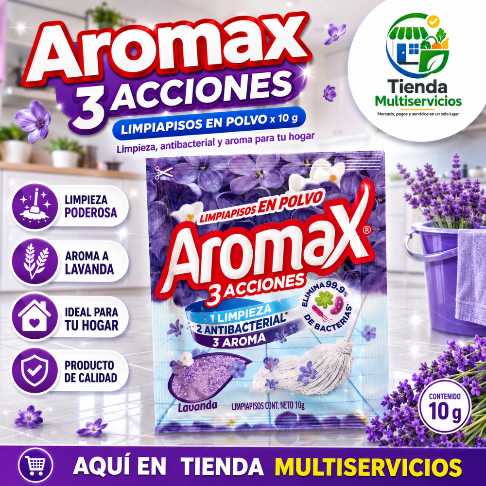 LIMPIAPISOS EN POLVO AROMAX LAVANDA x 10 GR