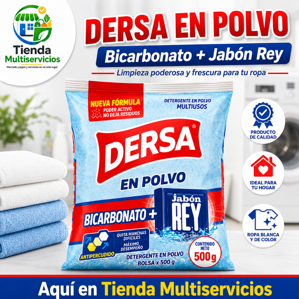 DERSA EN POLVO BICARBONATO + JABON REY x 500 GR