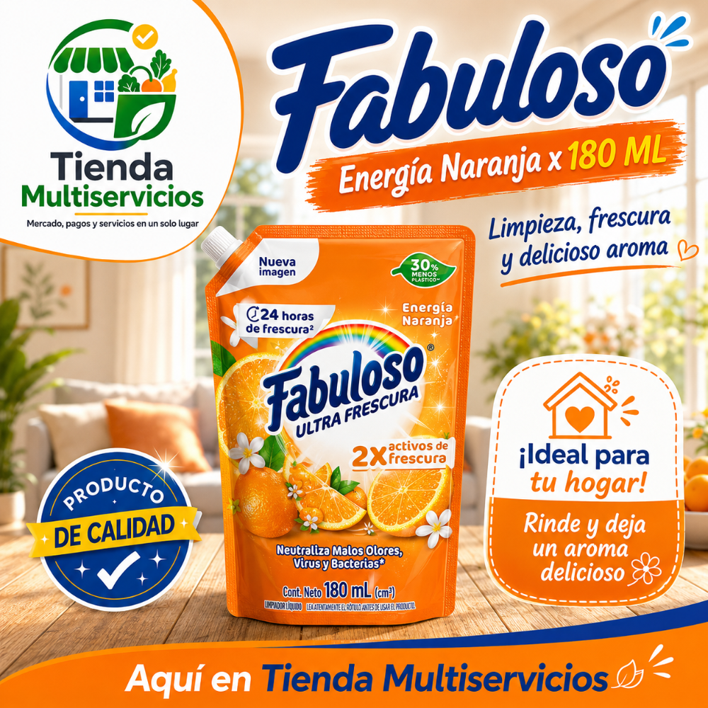 FABULOSO ENERGIA NARANJA x 180 ML
