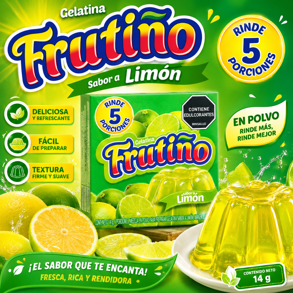 GELATINA FRUTIÑO LIMON x 14 G