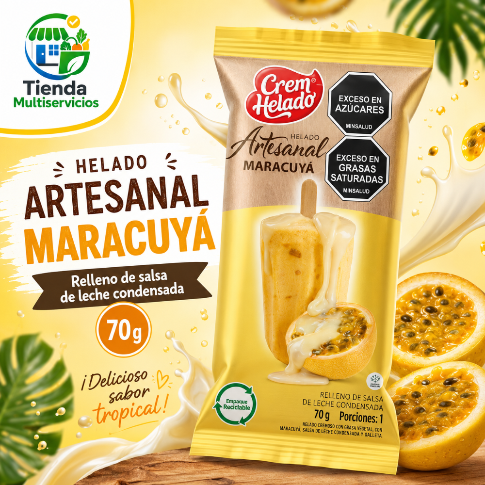 HELADO ARTESANAL DE MARACUYÁ x 70 G