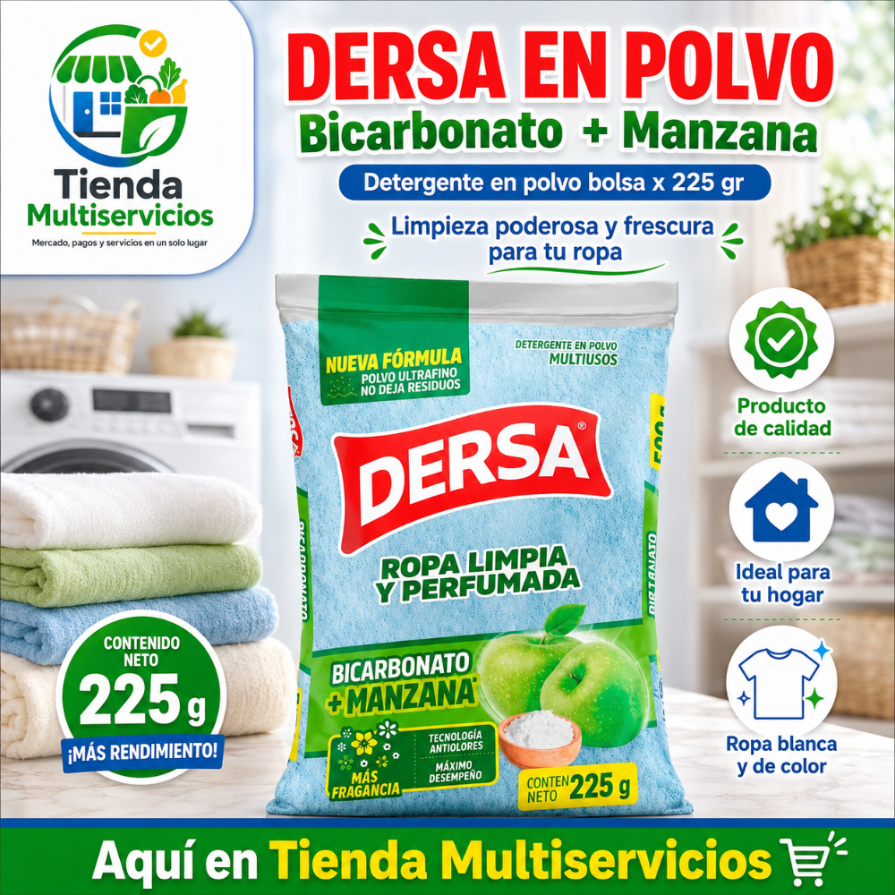 DERSA EN POLVO BICARBONATO + MANZANA x 225 GR