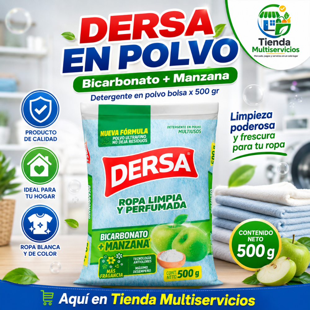 DERSA EN POLVO BICARBONATO + MANZANA x 500 GR