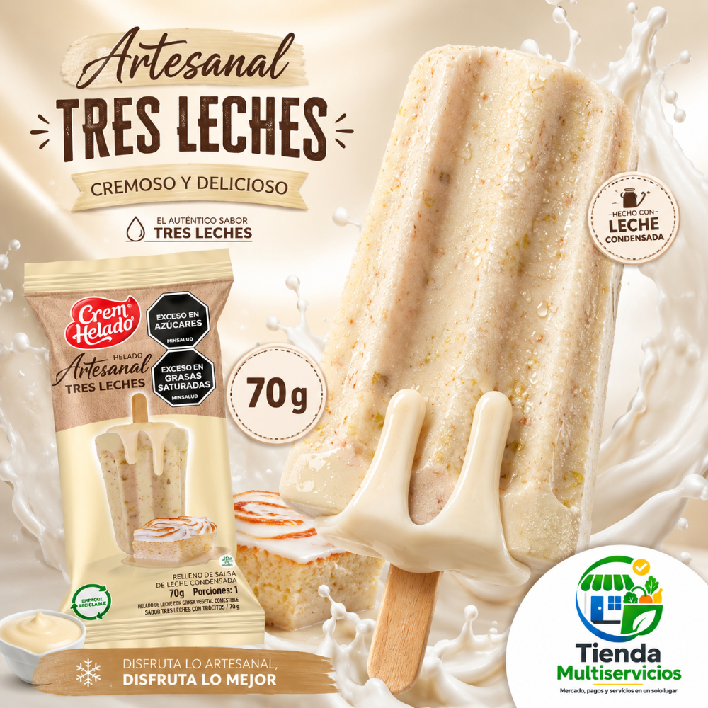HELADO ARTESANAL 3 LECHES x 70 G