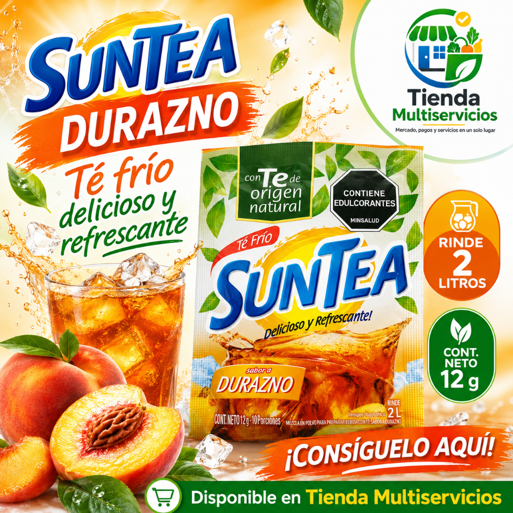 SUNTEA EN POLVO DURAZNO x 12 G